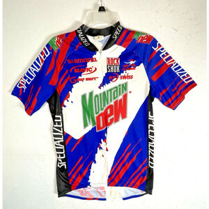 Mountain Dew Cycling Mens L Jersey Specialized Half Zip Bicycle 3-Pockets Vtg